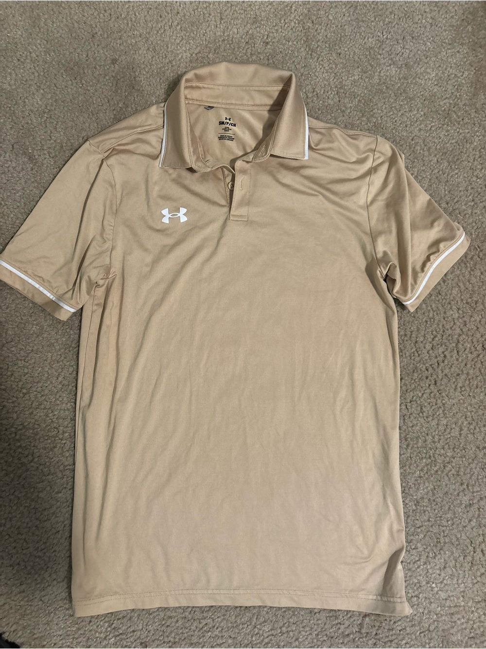 Under Armour Men’s Beige Polo with White Logo